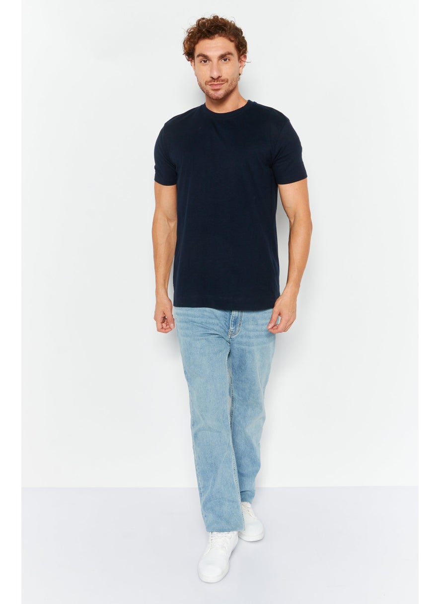 ESPRIT Men Crew Neck Short Sleeve Plain T Shirt, Navy  - Image 2
