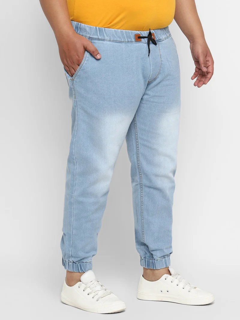 Urbano Plus Men's Light Blue Regular Fit Jogger Jeans Stretch