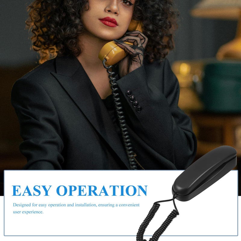 Black Wall Mounted Mini Landline Phone For Home Office Hotel - Image 4