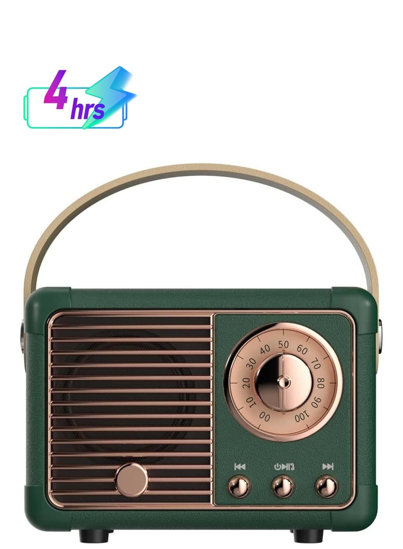 Retro Bluetooth Speaker Mini Wireless Speaker,Outdoor Portable Bluetooth Speaker with Crystal Clear Stereo Sound Rich Bass,Mini Retro Speaker for iPhone,Android Devices and Tablet(Green) - Image 1