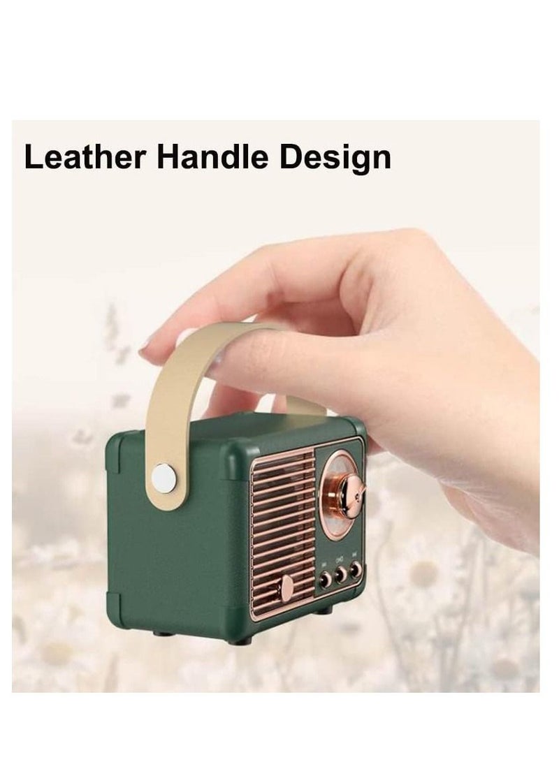 Retro Bluetooth Speaker Mini Wireless Speaker,Outdoor Portable Bluetooth Speaker with Crystal Clear Stereo Sound Rich Bass,Mini Retro Speaker for iPhone,Android Devices and Tablet(Green) - Image 2