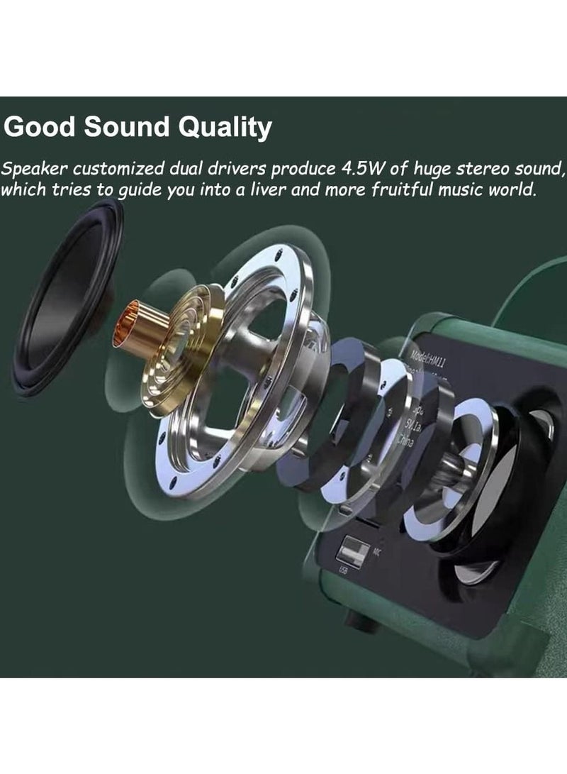 Retro Bluetooth Speaker Mini Wireless Speaker,Outdoor Portable Bluetooth Speaker with Crystal Clear Stereo Sound Rich Bass,Mini Retro Speaker for iPhone,Android Devices and Tablet(Green) - Image 4