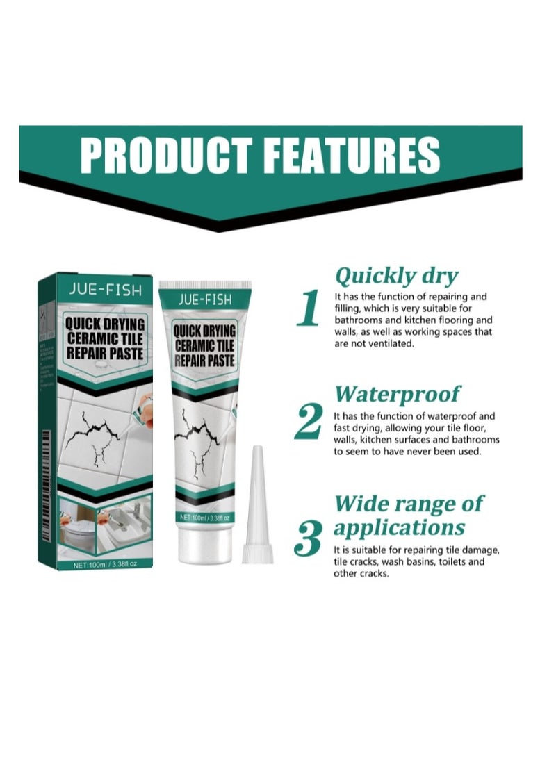 JUE-FISH 100ml Grout Repair Set Grout Filler Grout Sealer for Bathroom Shower Kitchen Floor Tile Fast Drying Tile Grout Paint - Image 2