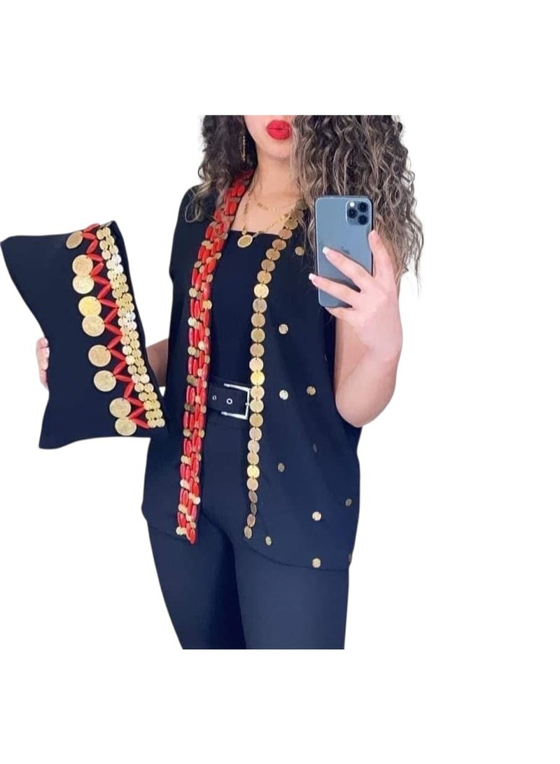 Handmade abaya card with distinctive embroidery in cheerful colors – Free Size