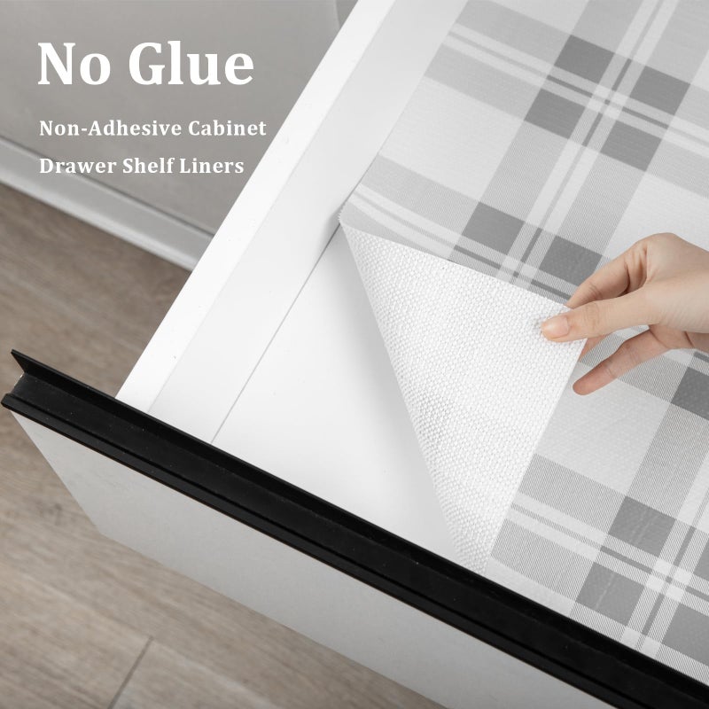 TheBaDaz Drawer Shelf Liner for Kitchen Cabinets, Non Adhesive Slip Resistant Shelf Paper Easy to Clean, Strong Grip Thickened Waterproof Washable Mats for Pantry Shelves Cupboard Dresser(Grey, 12 in x 10 FT) - Image 3