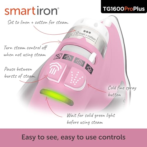 oliso TG1600 ProPlus Smart Iron with Auto-Lift – 1800 Watt Steam Iron for Clothes, Sewing, Quilting & Crafting – Diamond Ceramic-Flow Soleplate, Rosé - Image 5