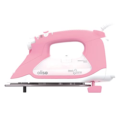 oliso TG1600 ProPlus Smart Iron with Auto-Lift – 1800 Watt Steam Iron for Clothes, Sewing, Quilting & Crafting – Diamond Ceramic-Flow Soleplate, Rosé - Image 1