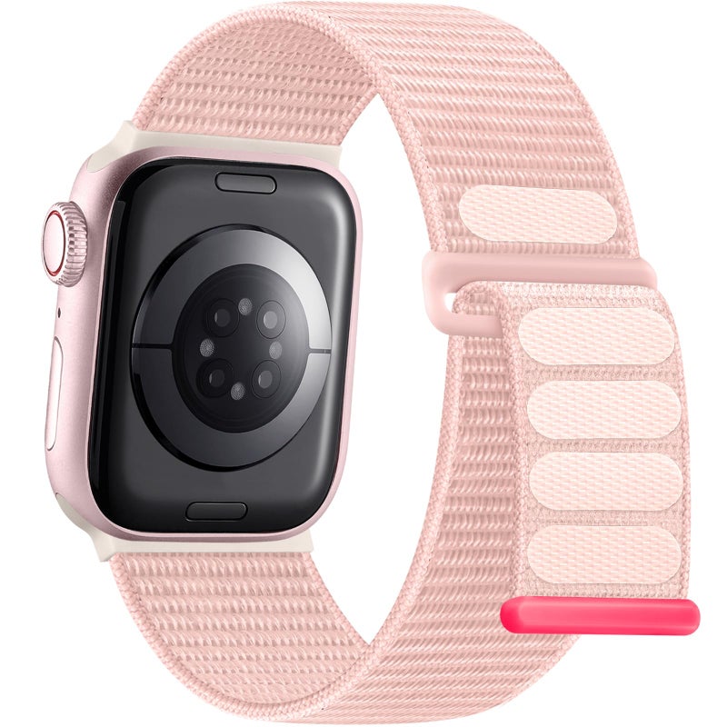 Getino Sport Band Compatible with Apple Watch Bands for Women Men 40mm 41mm 38mm 42mm 46mm 44mm 45mm 49mm, Braided Stretchy Nylon Strap for iWatch Series 11 10 9 8 7 6 5 4 3 SE Ultra 2 1, Light Pink - Image 1