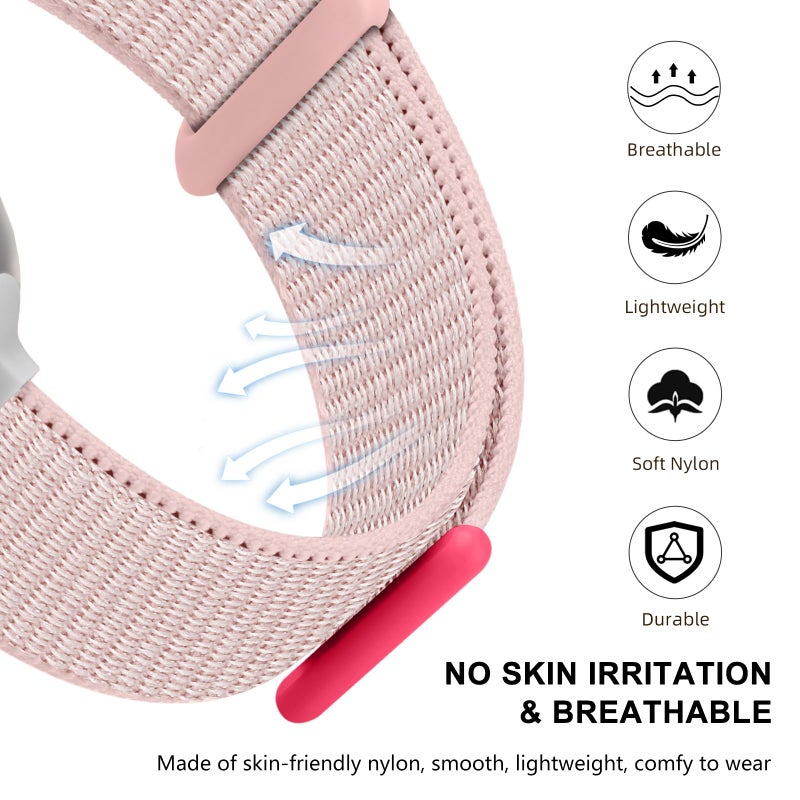 Getino Sport Band Compatible with Apple Watch Bands for Women Men 40mm 41mm 38mm 42mm 46mm 44mm 45mm 49mm, Braided Stretchy Nylon Strap for iWatch Series 11 10 9 8 7 6 5 4 3 SE Ultra 2 1, Light Pink - Image 4