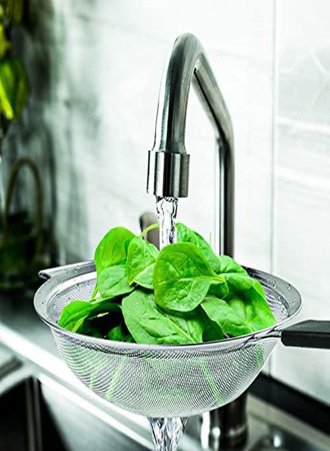 Kafoor 8" Large Fine Mesh Strainer with thermo plastic rubber handle - Sieve Fine Mesh Stainless Steel - Ideal to Strain Pasta, Quinoa and Rice. - Image 3