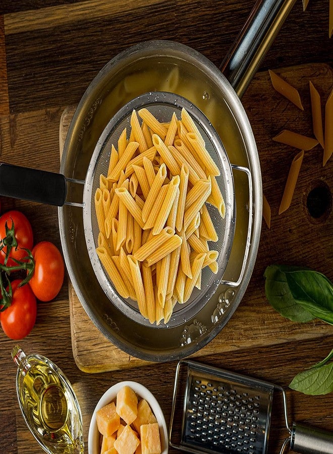 Kafoor 8" Large Fine Mesh Strainer with thermo plastic rubber handle - Sieve Fine Mesh Stainless Steel - Ideal to Strain Pasta, Quinoa and Rice. - Image 2