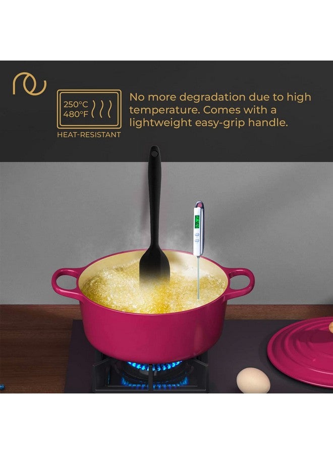 FrenchWare فرنش وير (طقم من 2، أسود) فرشاة زيت للطهي وملعقة سيليكون غير لاصقة للخبز والخلط - تصميم سلس، مقاومة للحرارة من -40°C إلى 230°C، آمنة للطعام وخالية من BPA، قابلة للغسل في غسالة الصحون - Image 5