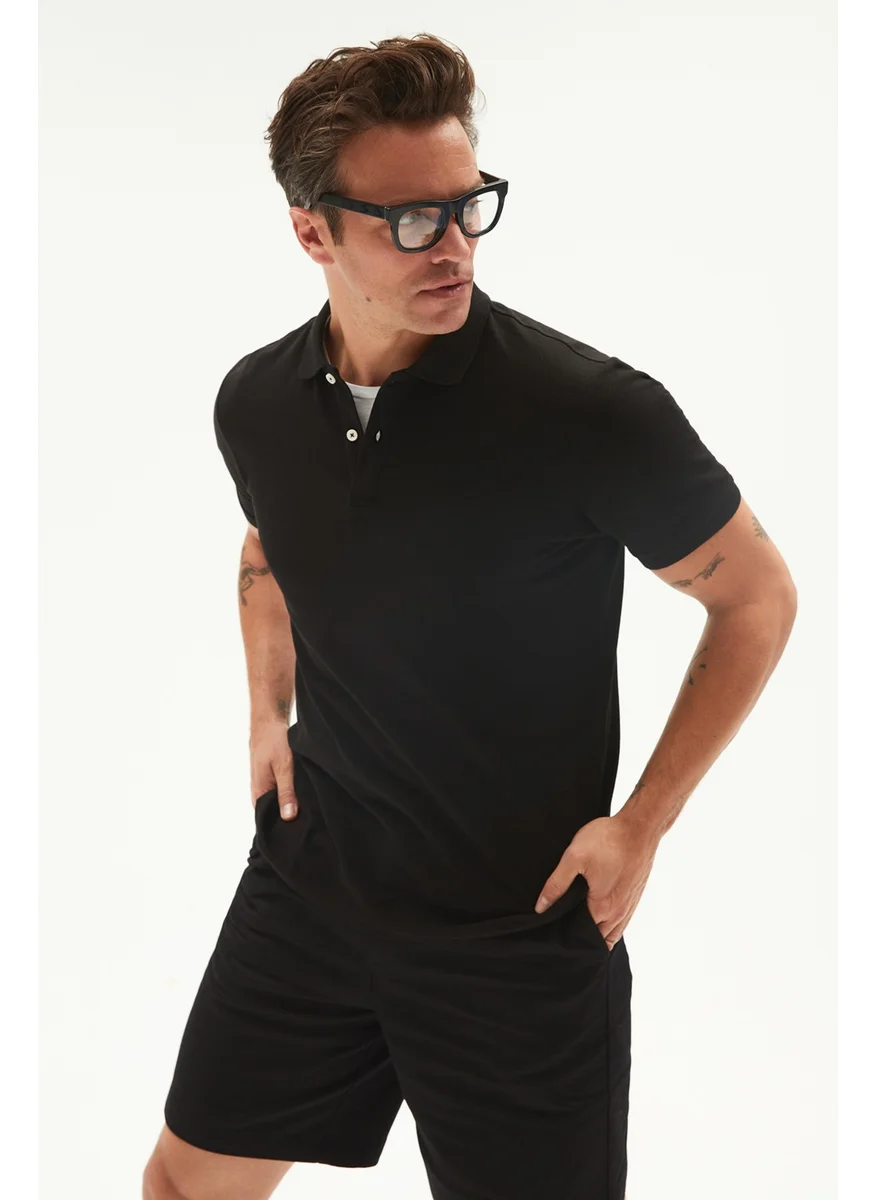 JUNE Men's Casual 100% Cotton Basic Polo Neck T-Shirt