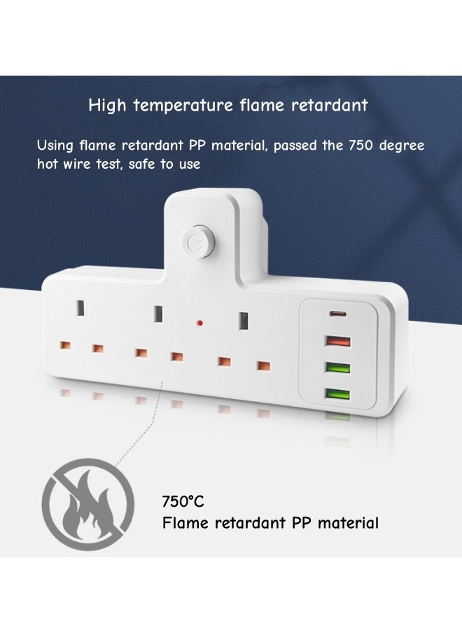 oldlaiben Power Strip,3 In 1 Wireless Socket,Outlet Extender,3 Widely Outlets With 3 Usb Ports, Flat Plug, Wall Mount, Desk USB Charging Station,2500w,For Office, Dorm,Bedroom(White)  - Image 3