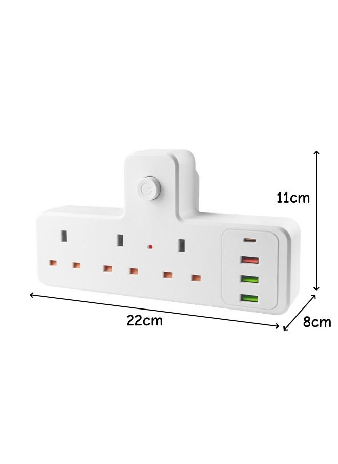 oldlaiben Power Strip,3 In 1 Wireless Socket,Outlet Extender,3 Widely Outlets With 3 Usb Ports, Flat Plug, Wall Mount, Desk USB Charging Station,2500w,For Office, Dorm,Bedroom(White)  - Image 2