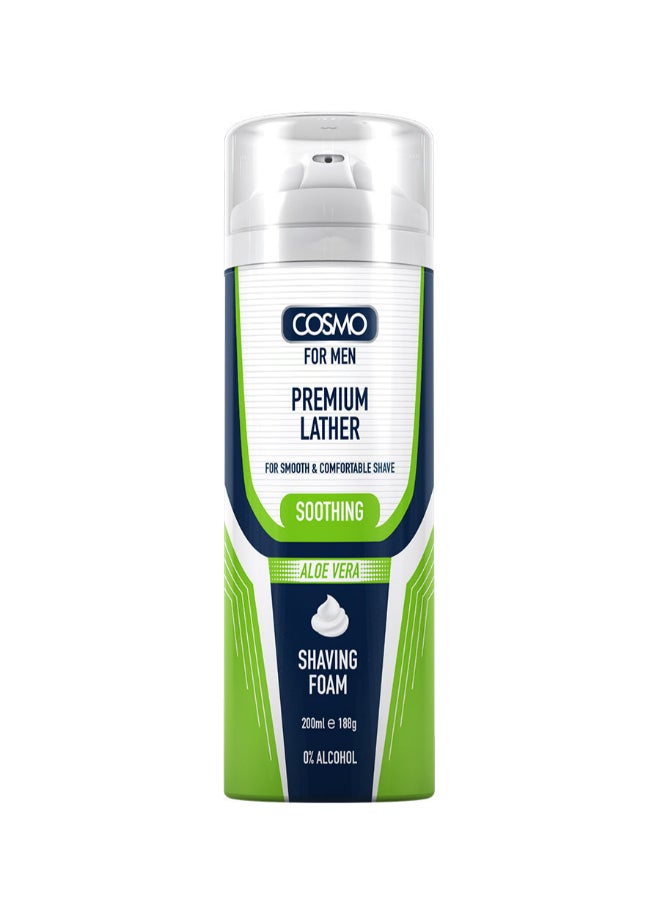 COSMO Soothing Premium Shaving Foam For Men 200ML, Aloe Vera - Image 1