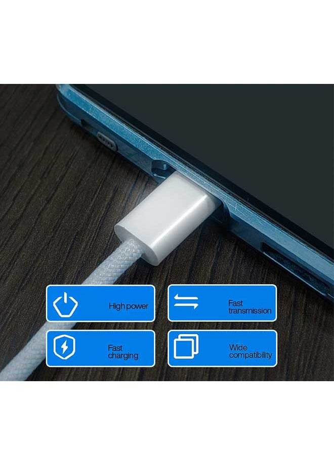 Ocean - 60 W PD Fast Charging Data Cable, Type-C To Type-C, Suitable for Apple iPhone 16/Plus/Pro/Pro Max, iPhone 15 Full Series, MacBook, iPad Pro/Air, and More, 1M Long (Blue/White) - Image 1
