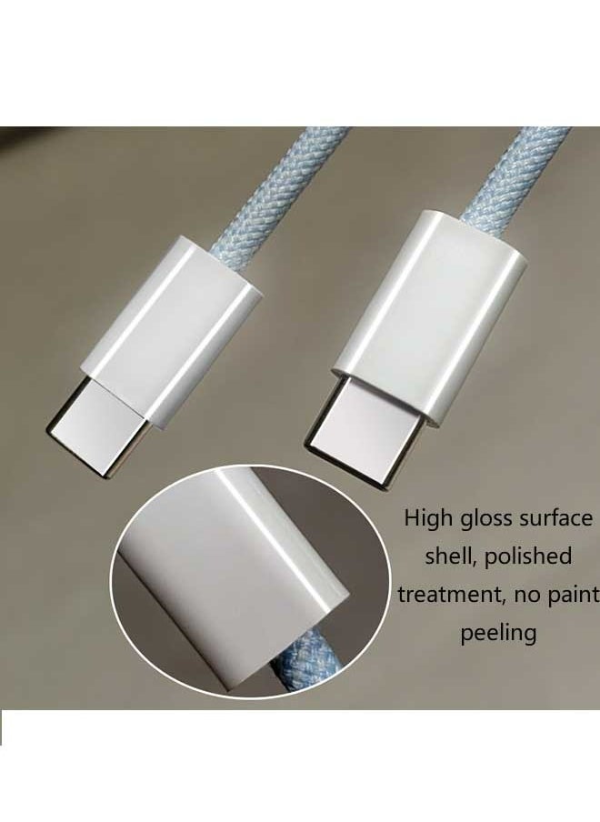 Ocean - 60 W PD Fast Charging Data Cable, Type-C To Type-C, Suitable for Apple iPhone 16/Plus/Pro/Pro Max, iPhone 15 Full Series, MacBook, iPad Pro/Air, and More, 1M Long (Blue/White) - Image 1