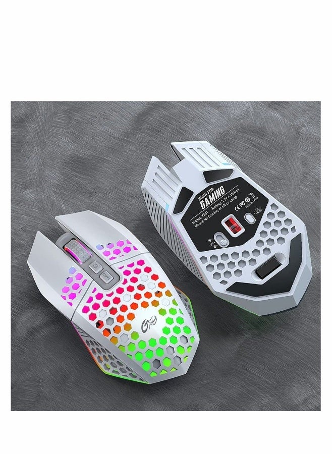 ماوس لاسلكي للألعاب، ماوس خفيف الوزن قابل لإعادة الشحن، ماوس USB مع 8 أزرار وزر العودة إلى سطح المكتب، 3 مستويات DPI قابلة للتعديل، 4 أوضاع - Image 1