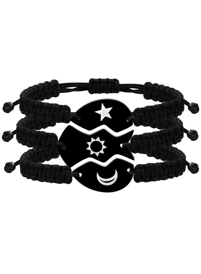 Tobestu 3pcs Matching Bracelets for Family Friend with Moon Sun Star Engraved - Stainless Steel Adjustable Handmade Bracelets Y4122 - Image 1