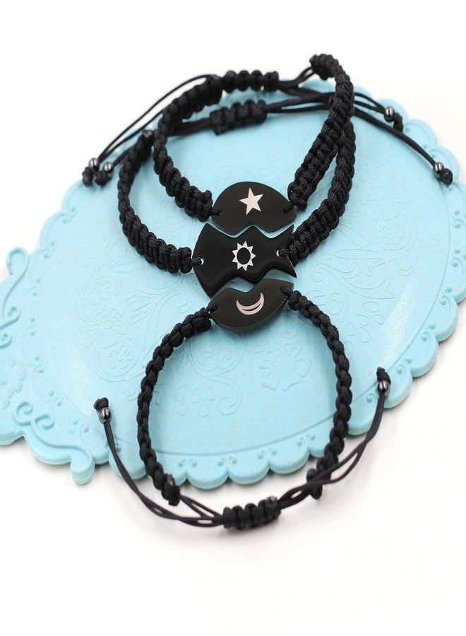 Tobestu 3pcs Matching Bracelets for Family Friend with Moon Sun Star Engraved - Stainless Steel Adjustable Handmade Bracelets Y4122 - Image 4