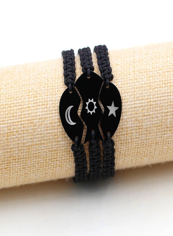 Tobestu 3pcs Matching Bracelets for Family Friend with Moon Sun Star Engraved - Stainless Steel Adjustable Handmade Bracelets Y4122 - Image 5