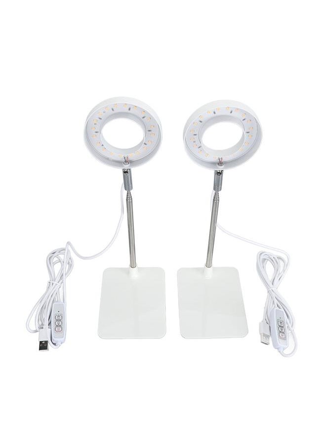 2 Sets Plant Grow Light Full Spectrum Height Adjustable Detachable Base 4 Level Brightness Dimming 2H 4H 8H Automatic Timer Halo Plant Growing Lamp