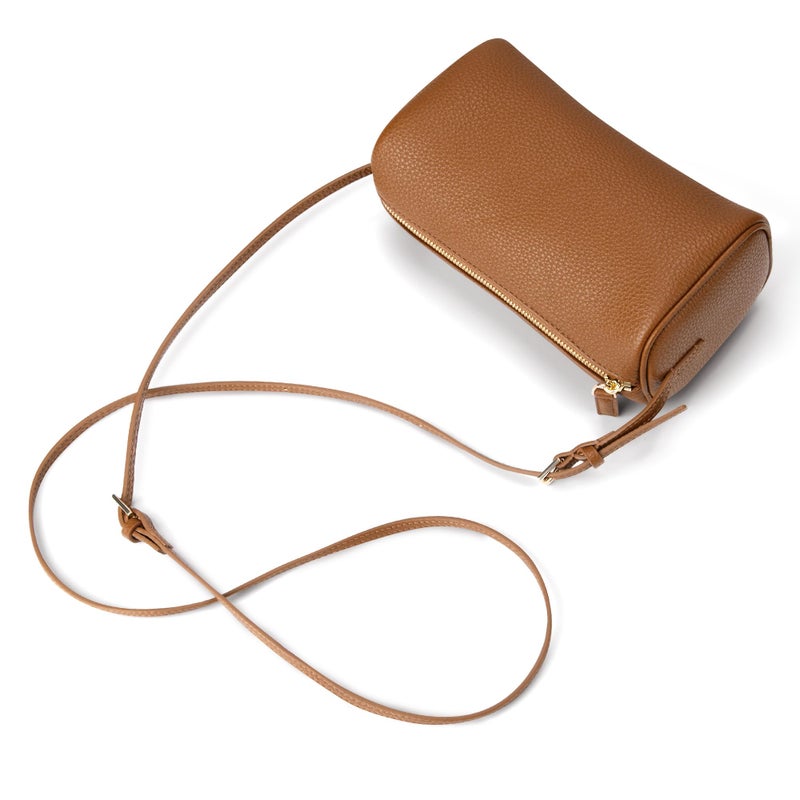 Party Hobo Crossbody Bags For Women,Vegan Leather Barrel Bag For Ladies,Designer Mini Pruse With Adjustable Strap,Brown - Image 4