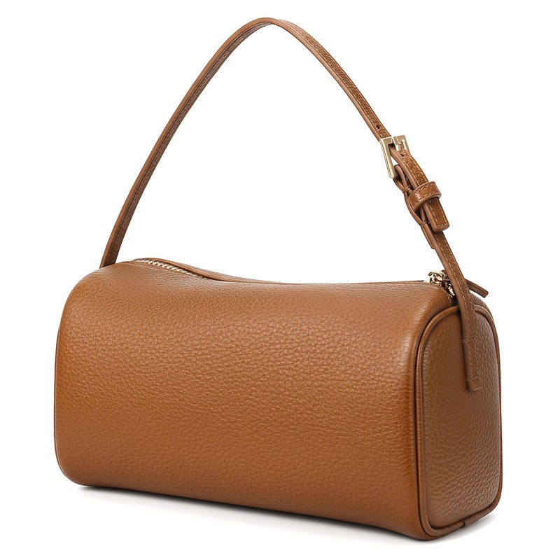 Party Hobo Crossbody Bags For Women,Vegan Leather Barrel Bag For Ladies,Designer Mini Pruse With Adjustable Strap,Brown - Image 1