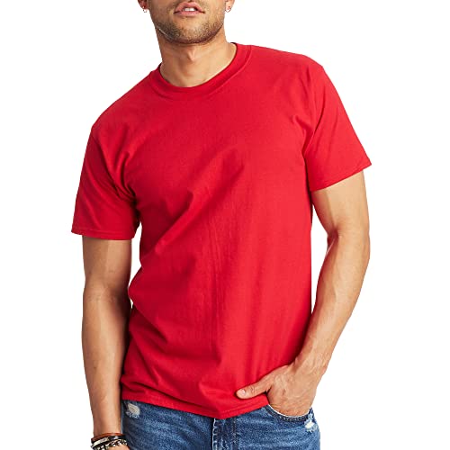Hanes Mens Beefyt T-shirt, Heavyweight Cotton Crewneck Tee, 1 Or 2 Pack, Available In Tall Sizes Fashion-t-shirts, Deep Red - 1 Pack, Large US - Image 4