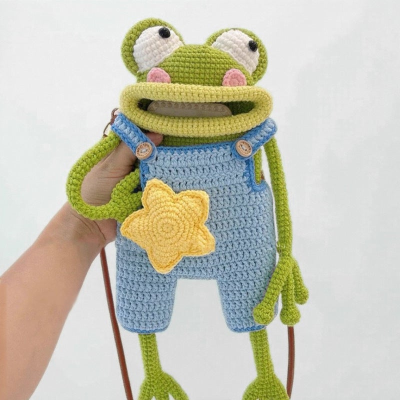 Crochet Frog Phone Pouch DIY Kit Big Mouth Frog Crossbody Bag - Image 3