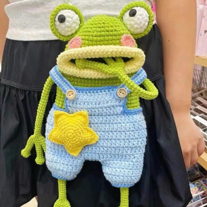 Crochet Frog Phone Pouch DIY Kit Big Mouth Frog Crossbody Bag - Image 4