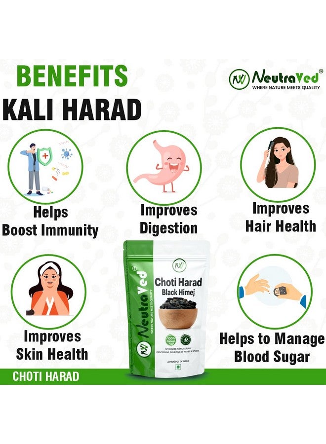NeutraVed Choti Harad, Kali Harad, Black Himej, Myrobalan, Terminalia Chebula Small Hard Whole - 350g - Image 3