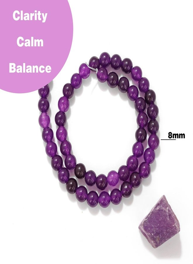 Raicegs 100pcs 8mm Amethyst Beads Natural Gemstone Beads Round Loose Beads for Jewelry Making DIY Bracelets Necklace - Image 3