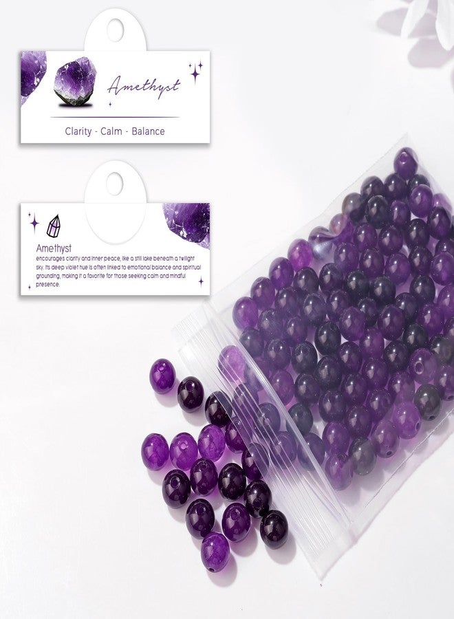 Raicegs 100pcs 8mm Amethyst Beads Natural Gemstone Beads Round Loose Beads for Jewelry Making DIY Bracelets Necklace - Image 4