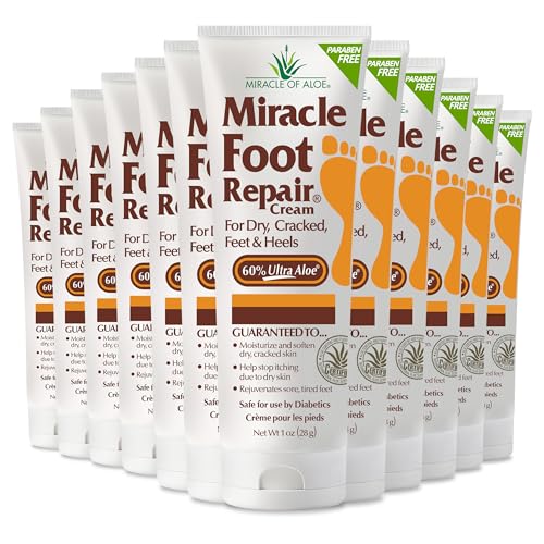 Miracle of Aloe كريم إصلاح القدم المعجزة 1 أونصة 12 عبوة يصلح الكعوب والقدمين الجافتين والمتشققتين 60 ألوة نقيّة مرطبة وملينة وإصلاحية - Image 2