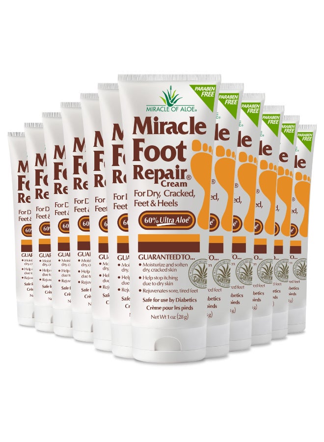 Miracle of Aloe كريم إصلاح القدم المعجزة 1 أونصة 12 عبوة يصلح الكعوب والقدمين الجافتين والمتشققتين 60 ألوة نقيّة مرطبة وملينة وإصلاحية - Image 3