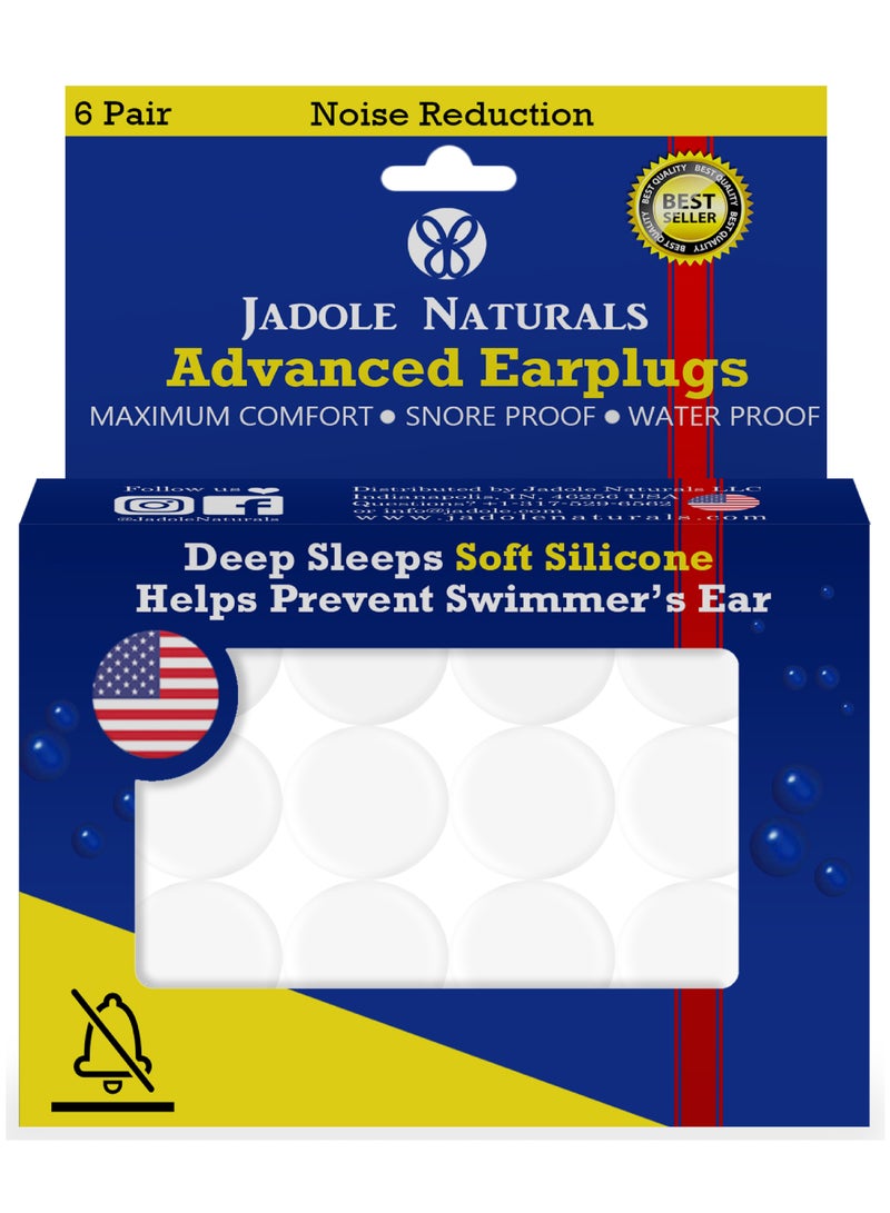 Jadole Naturals Advanced Earplugs For Noise Reduction - 6 Pair|Snore & Water Proof | With Soft Silicon - Image 1