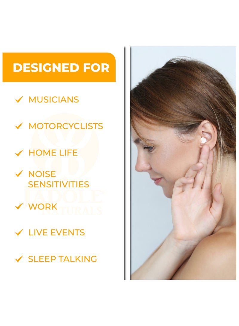 Jadole Naturals Advanced Earplugs For Noise Reduction - 6 Pair|Snore & Water Proof | With Soft Silicon - Image 2