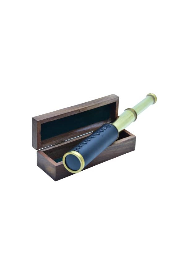 TARANO 12 Inches Handhled Vintage Brass Telescope with Wooden Box for NavigationPocket Telescope Pirates Telescope Nautical Theme Working Telescope Showpiece Best for Gift  - Image 1