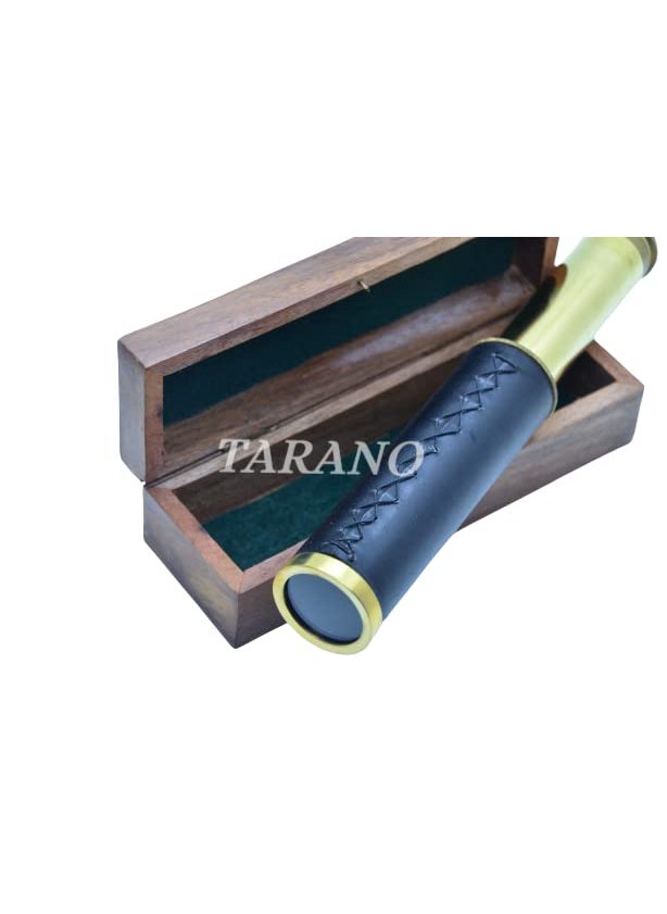 TARANO 12 Inches Handhled Vintage Brass Telescope with Wooden Box for NavigationPocket Telescope Pirates Telescope Nautical Theme Working Telescope Showpiece Best for Gift  - Image 3