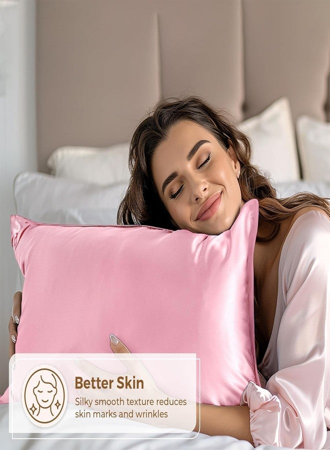 Craftelio Satin Pillow Covers Set of 2 with 3 Free Random Color Hair Scrunchies – Anti-Frizz, Skin-Friendly, Soft & Durable Pillowcase Set for All Hair Types (Pink) - Image 3