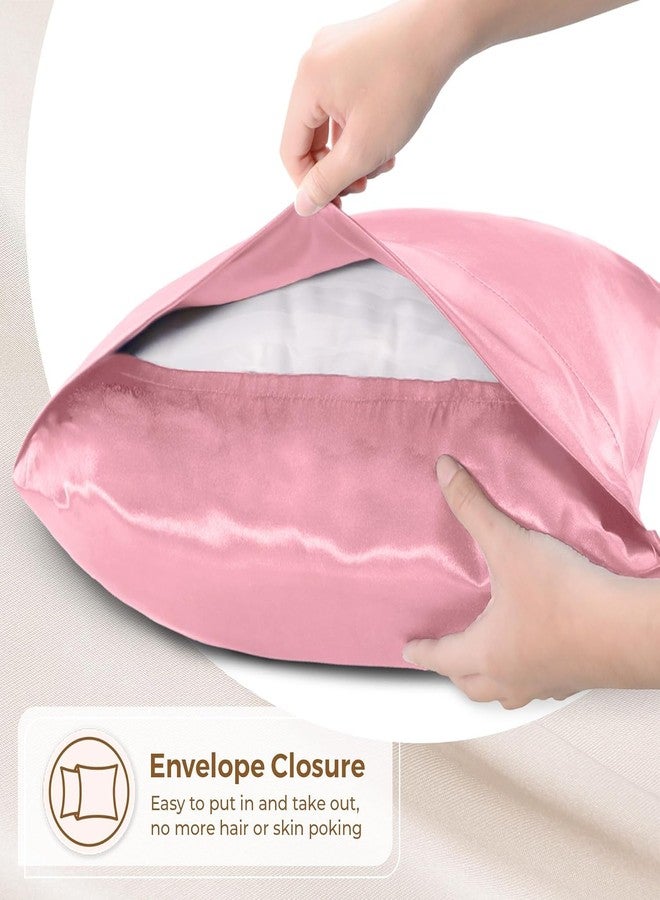 Craftelio Satin Pillow Covers Set of 2 with 3 Free Random Color Hair Scrunchies – Anti-Frizz, Skin-Friendly, Soft & Durable Pillowcase Set for All Hair Types (Pink) - Image 5
