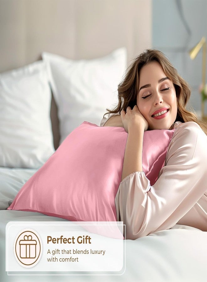 Craftelio Satin Pillow Covers Set of 2 with 3 Free Random Color Hair Scrunchies – Anti-Frizz, Skin-Friendly, Soft & Durable Pillowcase Set for All Hair Types (Pink) - Image 2
