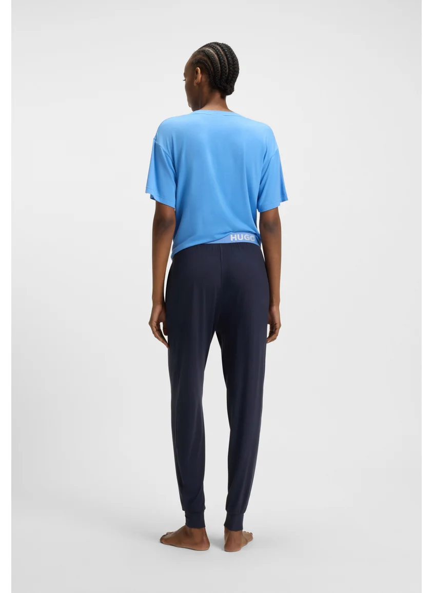 هوجو Cuffed pyjama bottoms in stretch jersey with logo waistband