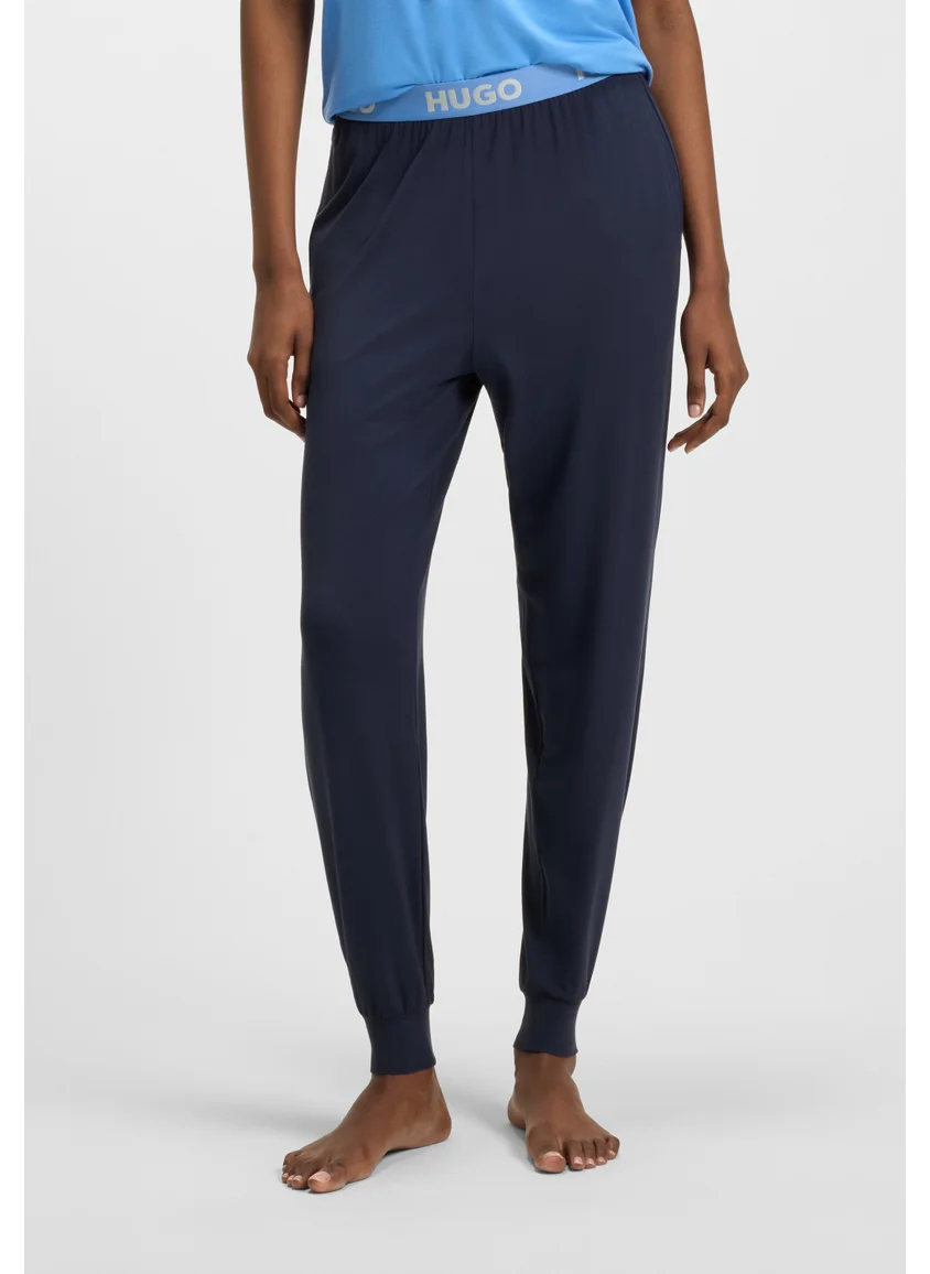 هوجو Cuffed pyjama bottoms in stretch jersey with logo waistband