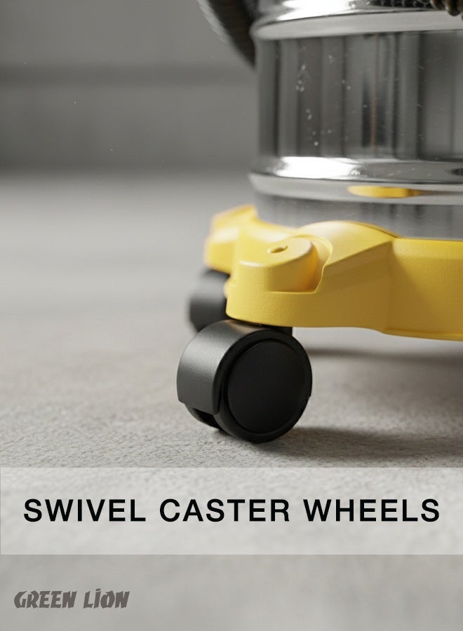 جرين ليون مكنسة كهربائية فائقة 3 في 1 بقوة 1000 واط مع منفاخ، سعة كيس الغبار 12 لترًا، وظيفة التنظيف الجاف والرطب، شفط قوي، عجلات دوارة، سلك بطول 3 أمتار، فوهات متعددة، خرطوم بطول 1.5 متر - أصفر - Image 5