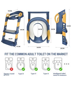 Juud Juud 2 in 1 Foldable Kids Potty Training Seat with Ladder Step Stool Comfortable Non-Slip Kids Toilet Seat for Boys Girls Adjustable 3 Step Toddler Toilet Seat with Handle and Anti-Slip Pads  - Image 4