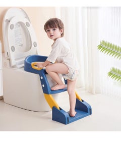 Juud Juud 2 in 1 Foldable Kids Potty Training Seat with Ladder Step Stool Comfortable Non-Slip Kids Toilet Seat for Boys Girls Adjustable 3 Step Toddler Toilet Seat with Handle and Anti-Slip Pads  - Image 3