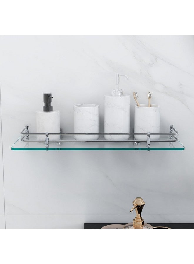 فورتون رف زجاجي متعدد الأغراض معلق على الحائط من FORTUNE، رف حمام أمامي مع حامل حائط للتخزين، شفاف مقاس 18 × 6 بوصة (عبوة من قطعتين) - Image 3